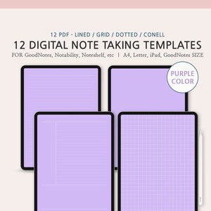 GoodNotes Template, Basic Note Bundle, Purple Digital Note Taking Template, iPad Note Paper, Study Note Template, Digital Writing Paper