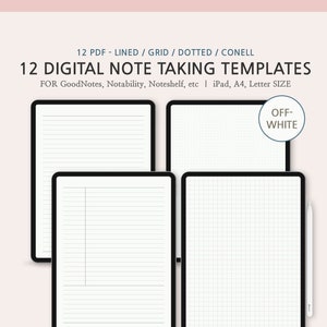 GoodNotes Template, Digital Note Taking Template, Basic Note Bundle, iPad Note Digital Paper, Study Note Template, Digital Writing Paper
