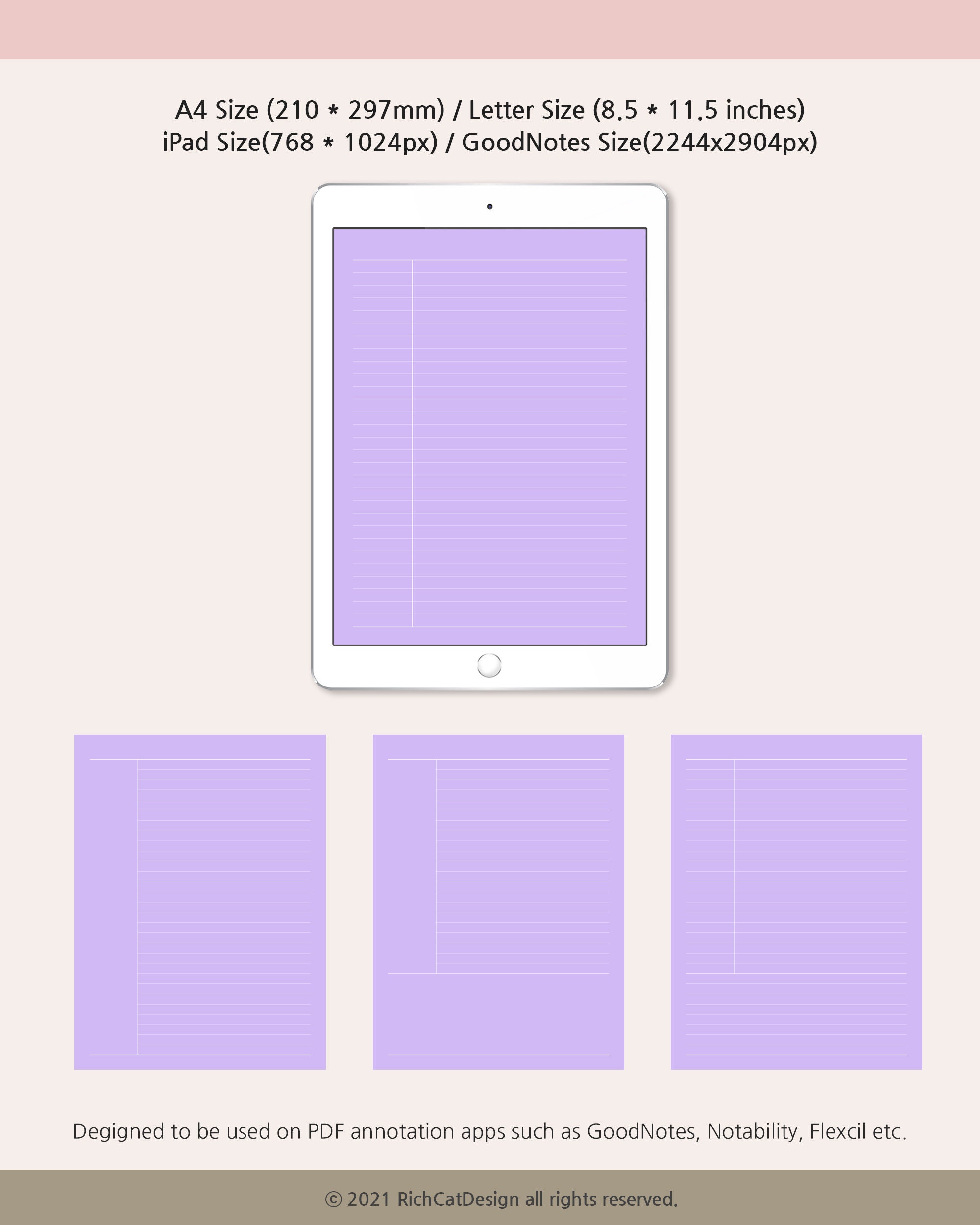 Goodnotes Template Basic Note Bundle Purple Digital Note - Etsy