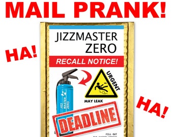 Jizzmaster Zero Prank Mail gets sent directly to your Victim. Funny Gag Gift that will Embarrass  your Friends, Family, and Foes.