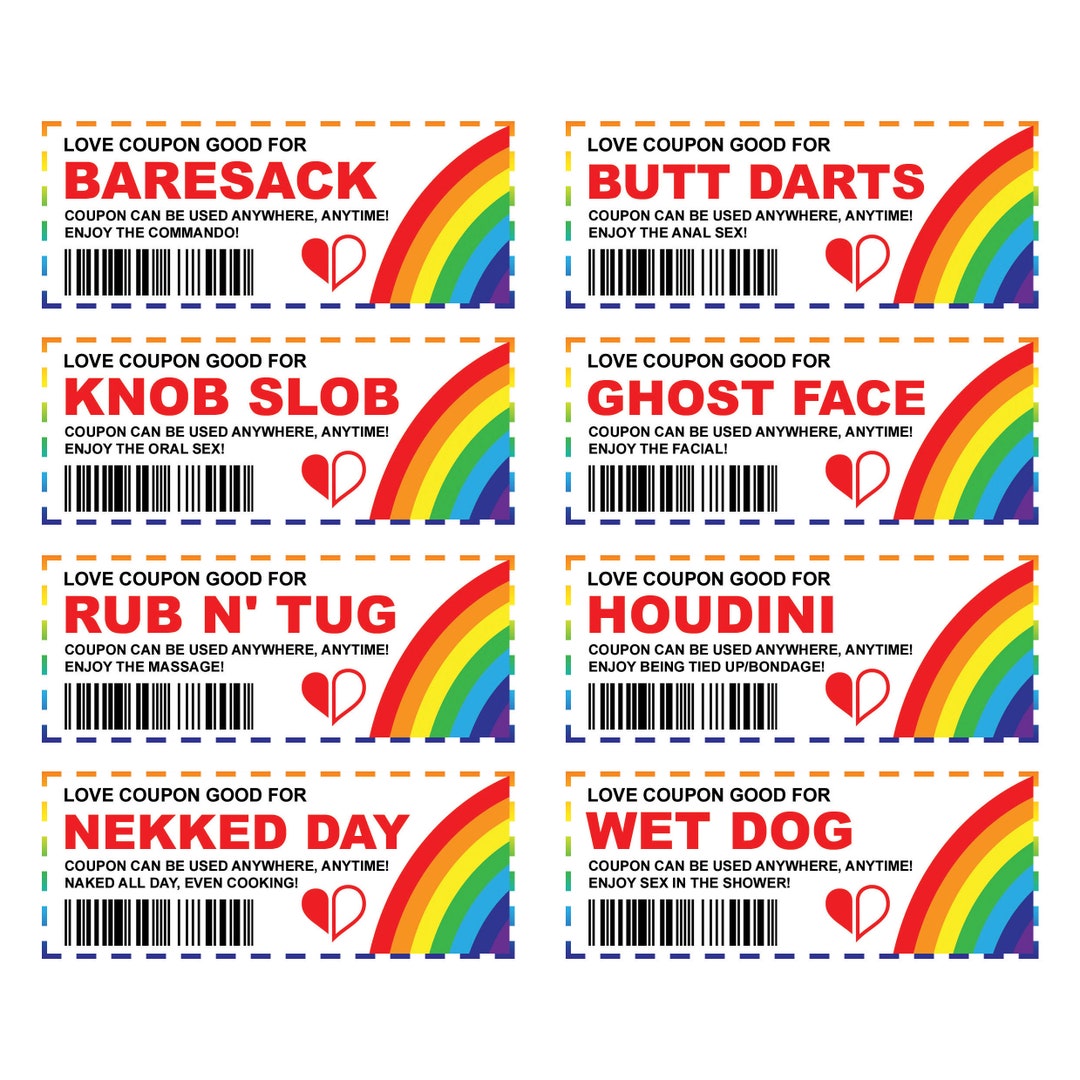 Gay Pride Love Coupons for Couples, Romance, Boyfriends, Husbands... Instant Digital Download ...
