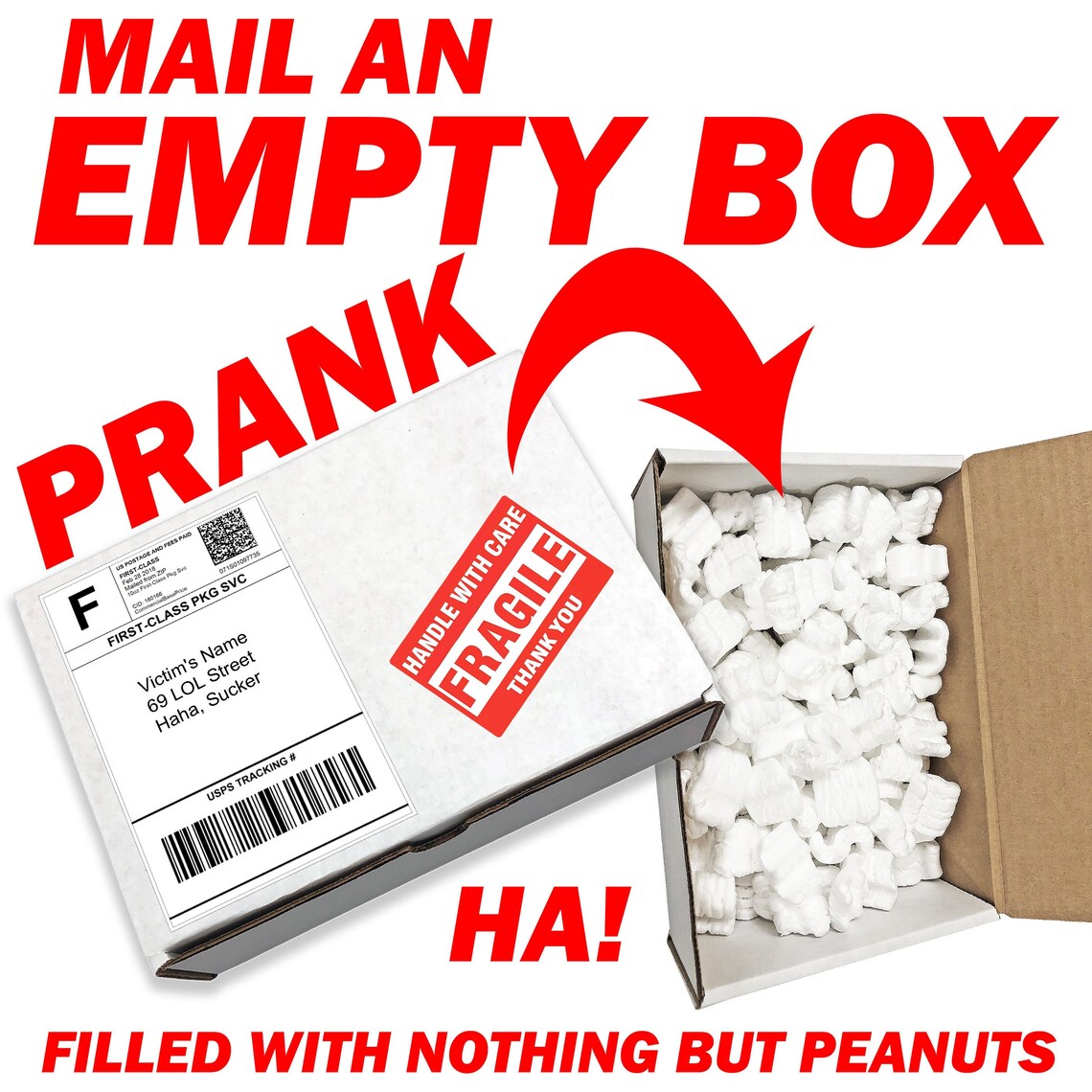 Empty Box Prank Mail Prank Box Gag Gift Full of Nothing but Etsy