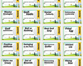 Funny Golf Awards: 100 End of Season Certificates (Digital Download)