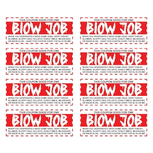Blow Job Coupons for Him, Husband, Boyfriend, Romance, Valentine&#39;s, Birthday... Instant Digital Download; Printable - Just Print and Cut!
