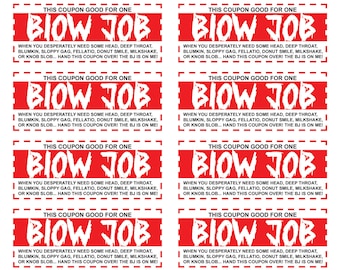 Blow Job Coupons for Him, Husband, Boyfriend, Romance, Valentine's, Birthday... Instant Digital Download; Printable - Just Print and Cut!