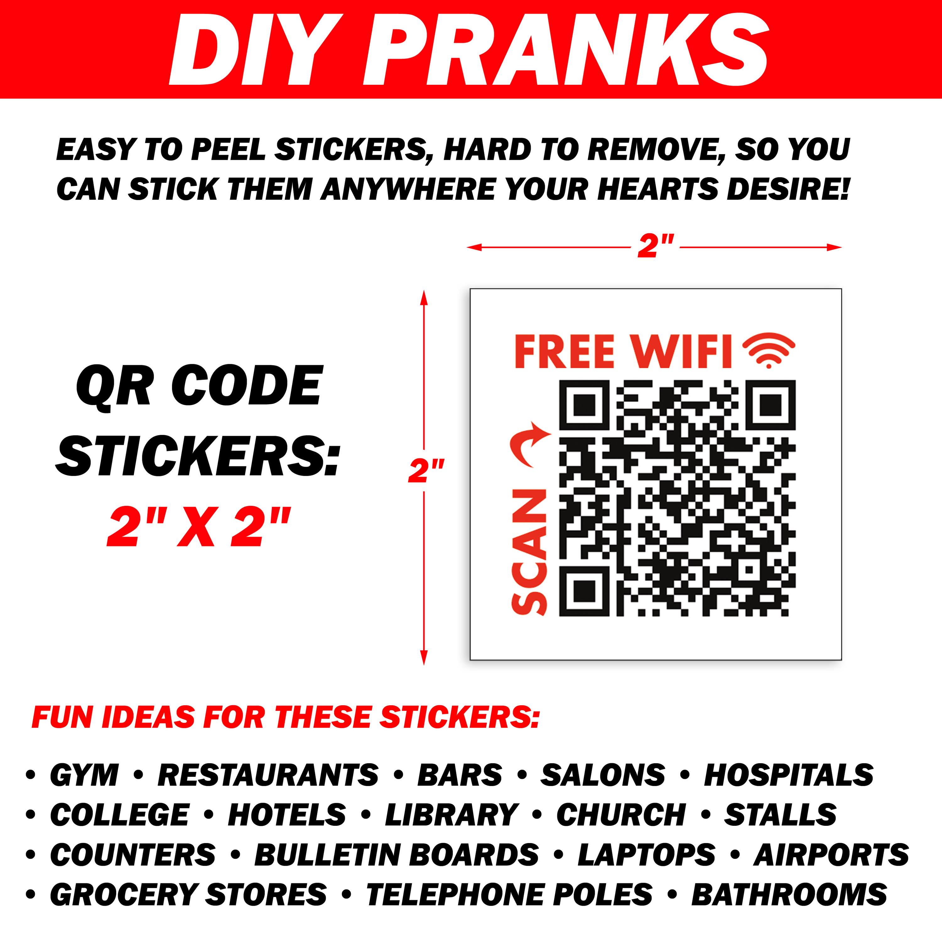 Embarrassing Woman Moaning QR Code 25 QTY Fake Free Wifi Prank Stickers ...