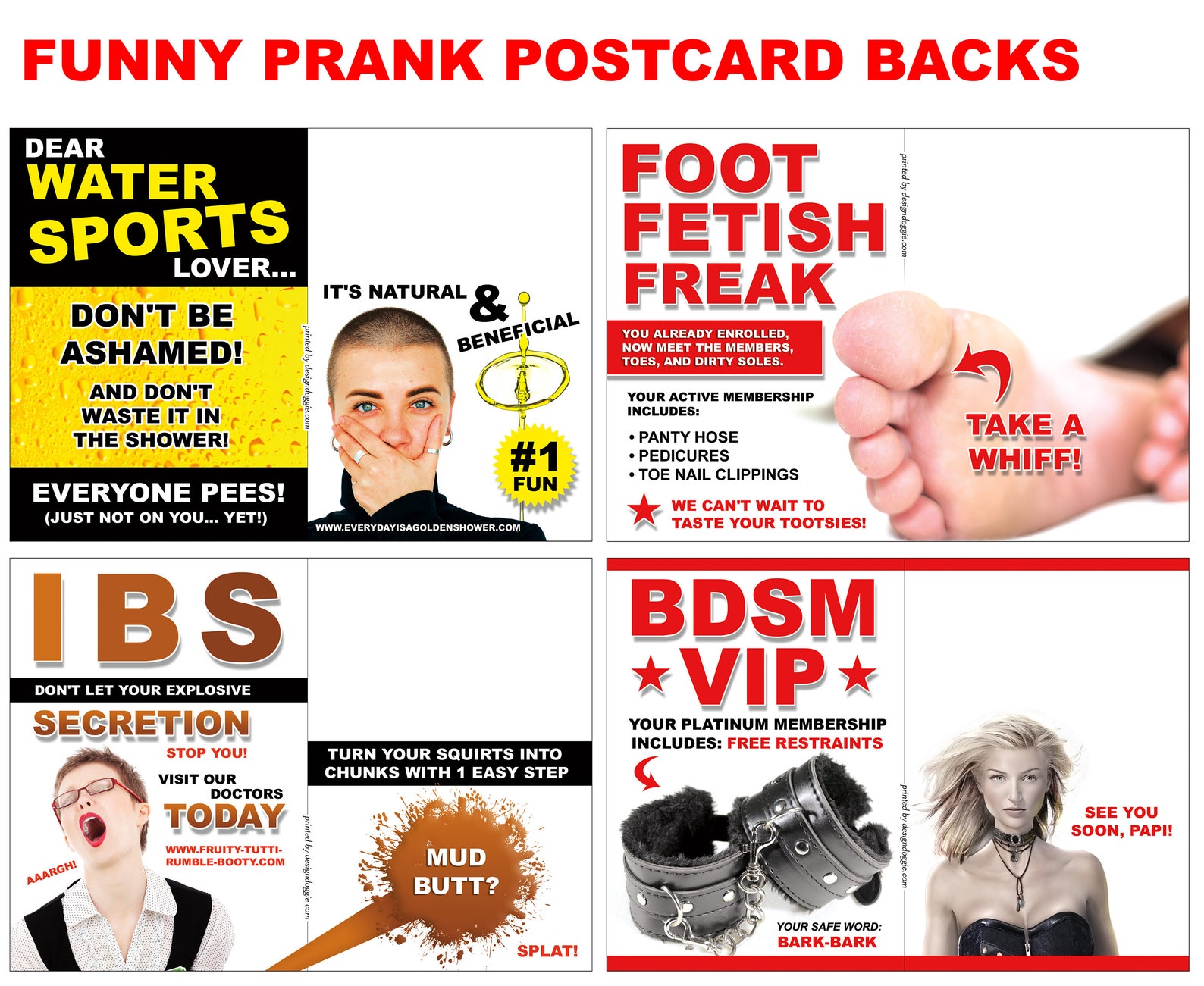4 Pack of Prank Mail Gag Postcards 5 x 7 Full Color Etsy