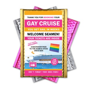 Gay Cruise Prank Mail Package, Practical Joke, Anonymous Bubble Mailer Gag, April Fools Gift Sent Directly To Your Friends and Family!