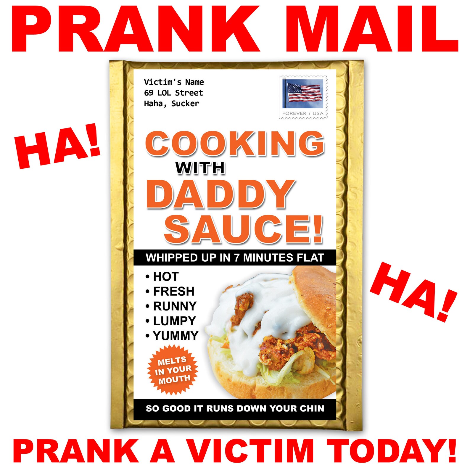 Cooking with Daddy Sauce Prank Mail gets sent to your Victim. Etsy