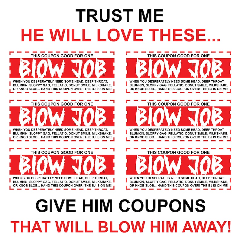Blow Job BJ Coupons for Him Husband Boyfriend Romance - Etsy