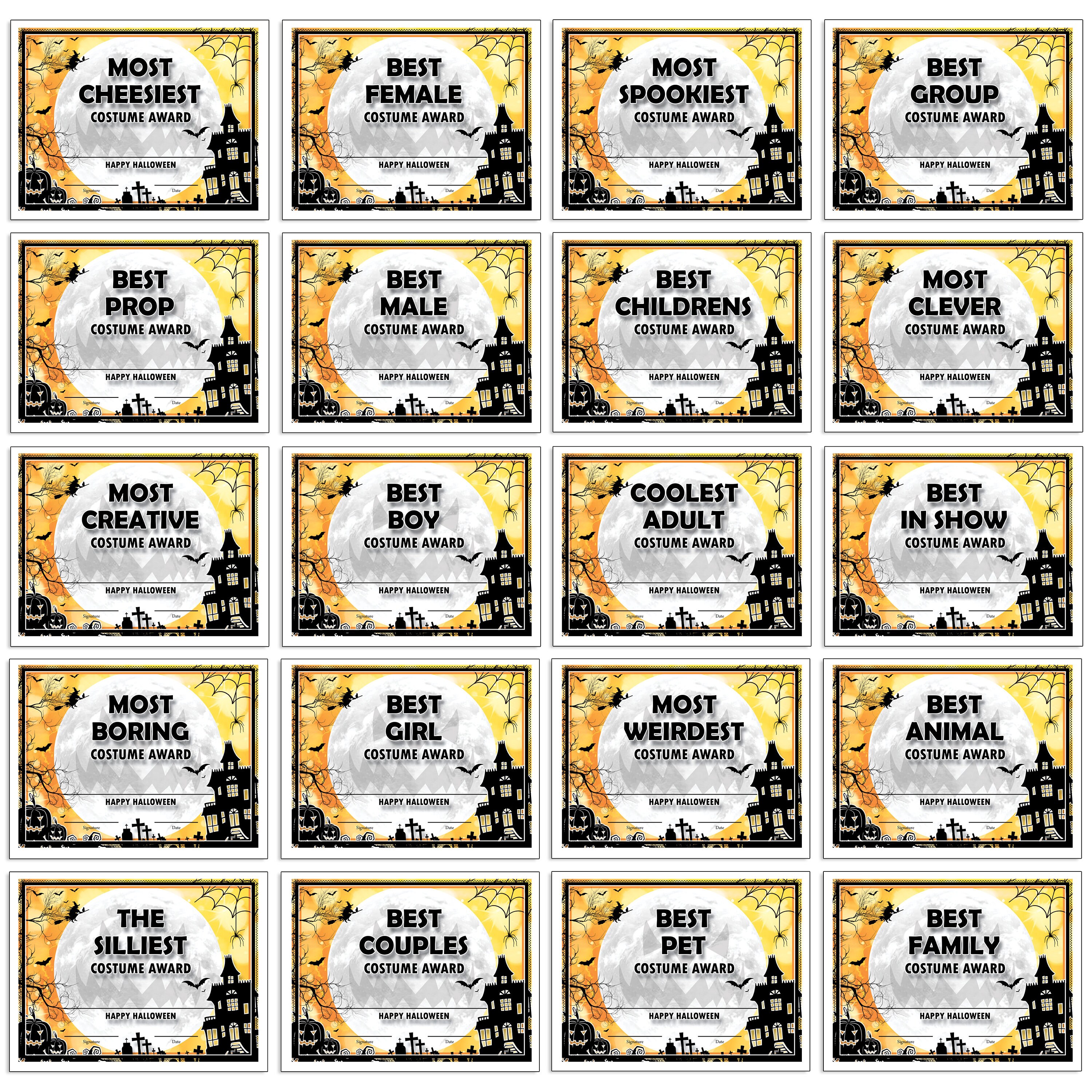 100 Halloween Costume Awards: Printable Certificates (digital Download ...