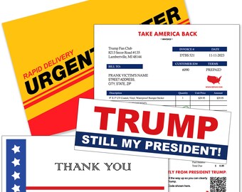 Trump Prank Mail: Bumper Sticker, Fake Invoice & Moaning QR Code