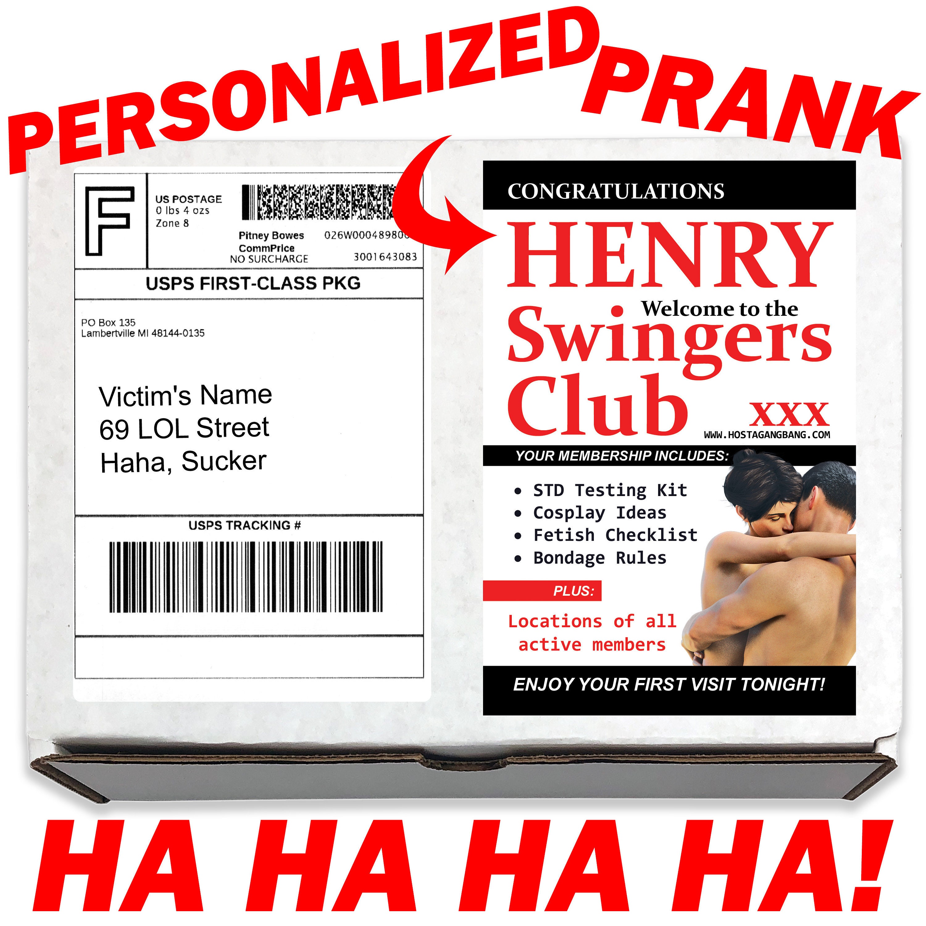 Prank Mail Swingers Club Personalized
