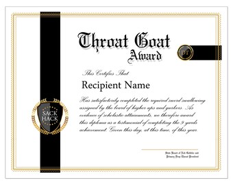 Throat Goat Award: bewerkbare cadeaubon (digitale download)