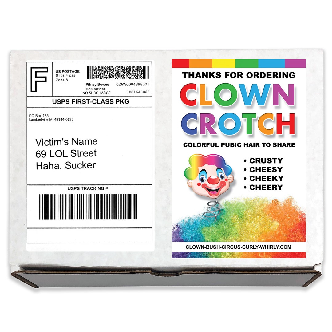 Prank Mail Clown Crotch Joke Box Gag Gift Funny Postal Package Gets