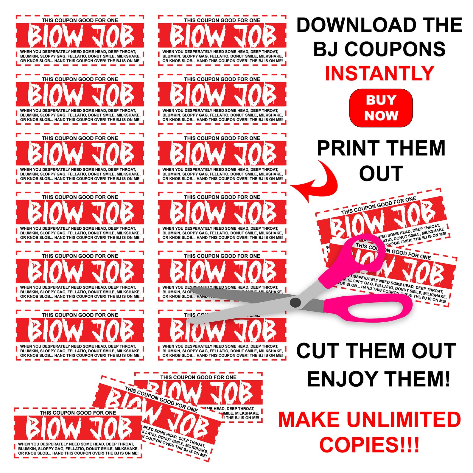 Blow Job BJ Coupons for Him Husband Boyfriend Romance Etsy