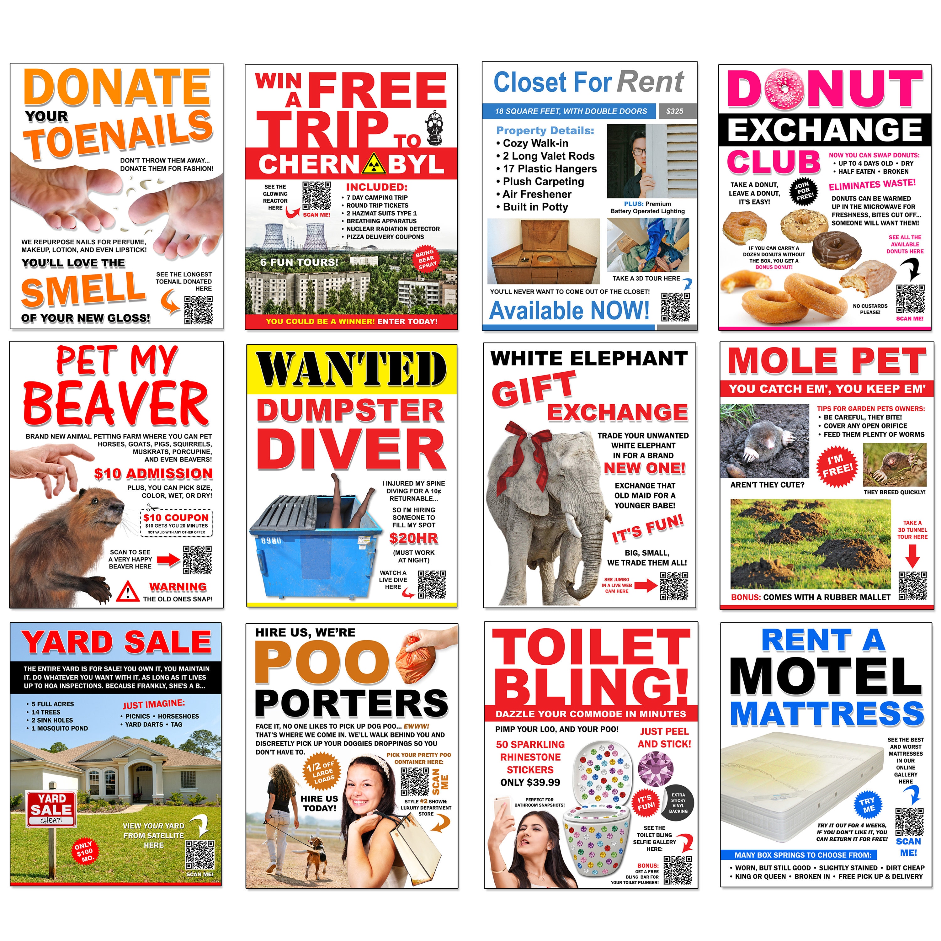 12 Prank Office Flyers - Digital Download - PDF's to Print, Hang, and Laugh! Also, Highly Embarrassing! HA! Have FUN at the Office Today!