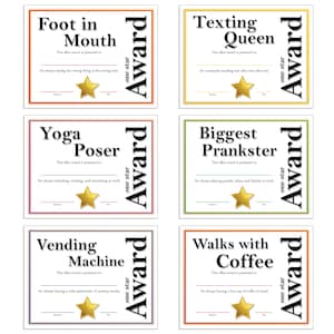 Funny Employee Awards Printable