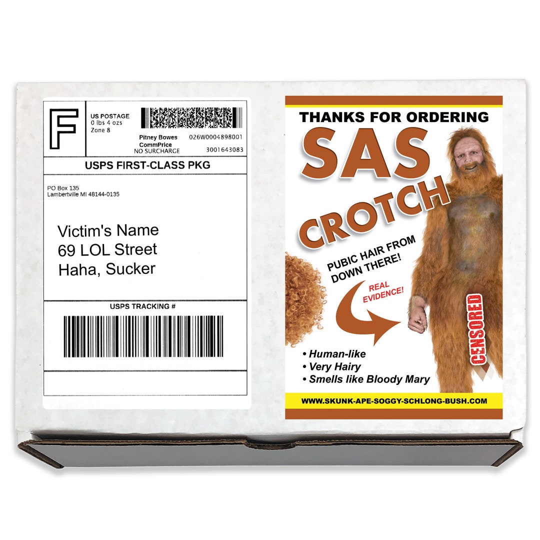 Prank Mail Sas Crotch sasquatch Joke Box Gag Gift Funny Postal Package