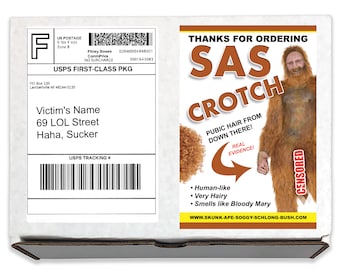 Prank Mail - Sas Crotch (Sasquatch) Joke Box Gag Gift! Funny Postal Package gets sent to a Loved One/Friend/Family 100% Anonymously Har Har!