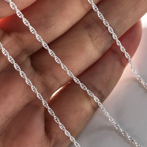 1 Foot 1mm 925 Sterling Silver Twisted Chain, Singapore Chain, Wave Chain, Dainty Thin Chain, Light-Weight Chain