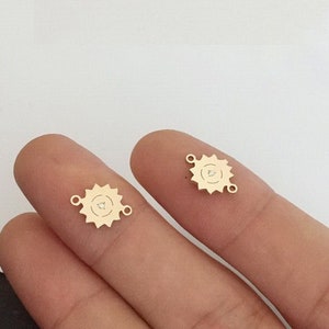 8mm 14K Gold Filled Sunflower Connector With Cz, Floral Connector, Wholesale