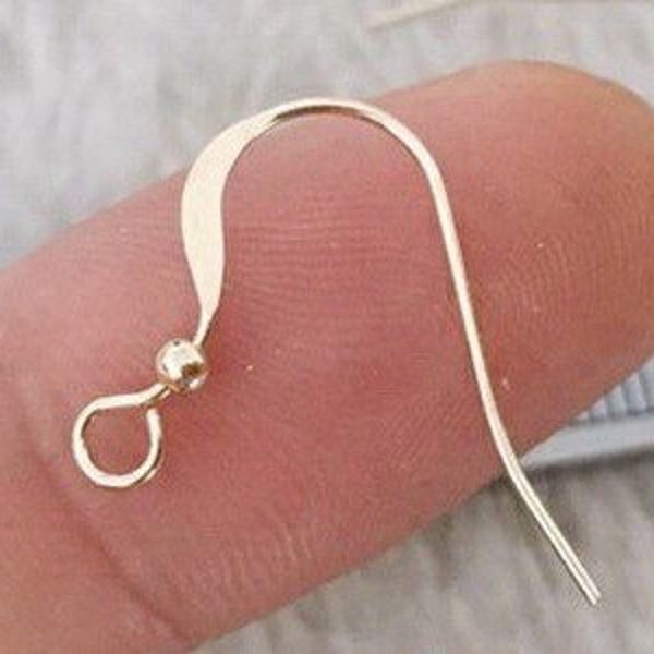 4 Pcs 19x15mm 14K Gold Filled Ear Wire With A 2mm Ball, French Ear Hooks, with Flat Ear Wire, Earring Findings, Made In USA