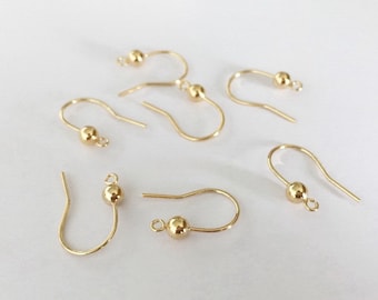 Alambre para aretes de oro de 14 quilates de 11,5 x 18 mm con bola y aro abierto, ganchos para aretes, fabricado en EE. UU.