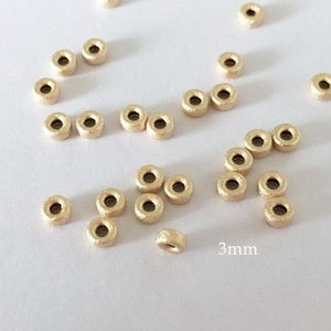 10個 3 mm 14K ゴールドフィルド スターダスト ロンデル ビーズ、ドーナツ ビーズ、米国製