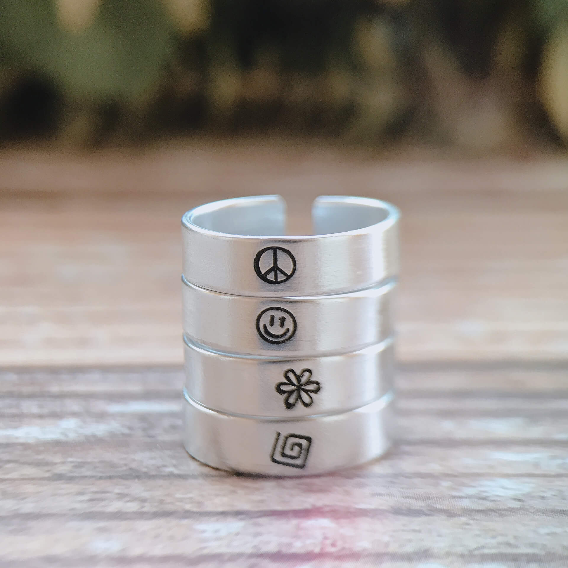 Custom Hand Stamped Aluminum Ring Personalized Symbol Ring Etsy
