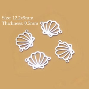 9x12.2mm 925 Sterling Silver Seashell Connector, Shell Connector, Shell Charm, Thin Charm