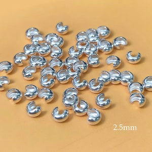 20 Pcs 2.5mm 925 Sterling Silver Crimp Covers, Crimp Beads, Cover Beads, Wholesale, Made in USA