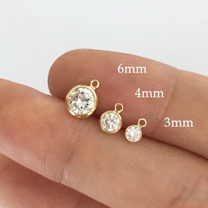 3mm/4mm/6mm 14K Gold Filled Cz Charm, Cubic Zirconia Drop, CZ Pendant, Wholesale, Bulk, Made in USA