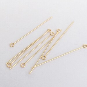 10 Pcs 22 Gauge 1 Inch/1.5 Inch/2 Inch 14K Gold Filled Eyepin, Eye Pins, Wholesale, Made in USA