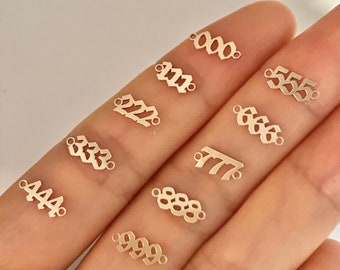 4x8.2mm 24Ga 14K Gold Filled Angel Number Connector, Number Charm for bracelet, Lucky Charm, Wholesale, Made in USA