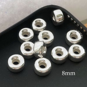 8mm 925 Sterling Silver Rondelle Beads, Donut Beads, Made in USA
