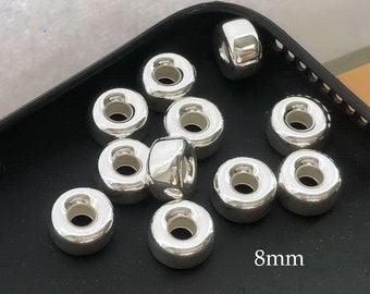 8mm 925 Sterling Silver Roundel Beads, Donut Beads, Made in USA