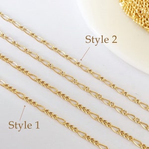 1 Foot 1.5mm 3+1/1+1 14K Gold Filled Figaro Chain, Wholesale, Made in USA