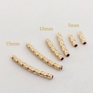 5 pezzi, tubi quadrati intrecciati riempiti in oro 14K da 5 mm/10 mm/15 mm, tubi crimpati intrecciati, tubi a gomito, tubi tagliati, all&#39;ingrosso, realizzati negli Stati Uniti
