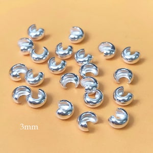 20 Pcs 3mm 925 Sterling Silver Crimp Covers, Crimp Beads, Cover Beads, Wholesale, Made in USA