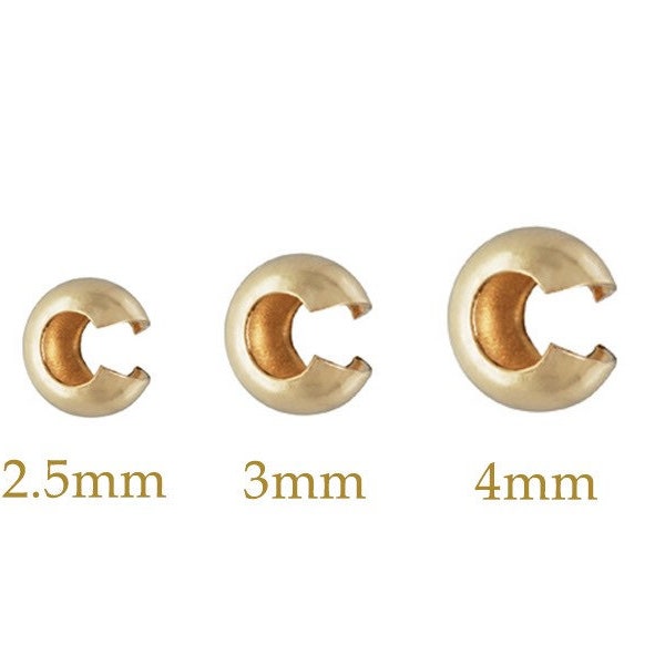 20 Stück 2,5mm/3mm/4mm Gold Filled Crimp Covers, Crimp Perlen, Cover Beads, 14 K Gold Filled Crimp Covers, Made in USA