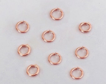 10 piezas de anillos de salto abiertos rellenos de oro rosa de 14 quilates, calibre 20,5, 5 mm, anillos de salto rellenos de oro rosa de 14 quilates, venta al por mayor, a granel, fabricados en EE. UU.