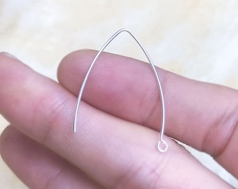2 Pcs 32mm 20.5Gauge 925 Sterling Silver V Shape Ear Wires, Ear Wire with open loop, Ear Hook, Made in USA