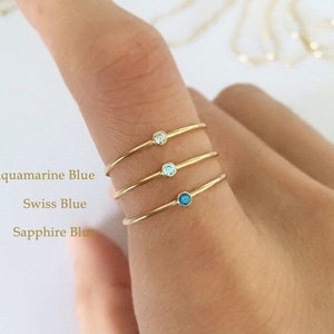 2 mm 14K Gold Filled Cz Bezel Ring, US 4-10, Cz Ring, Geburtsstein Ring, Großverkauf, Made in den USA
