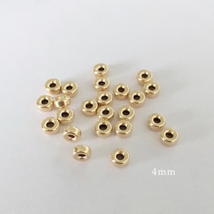 10 Pcs 4mm 14K Gold Filled Rondelle Beads, Donut Bead, Made in USA