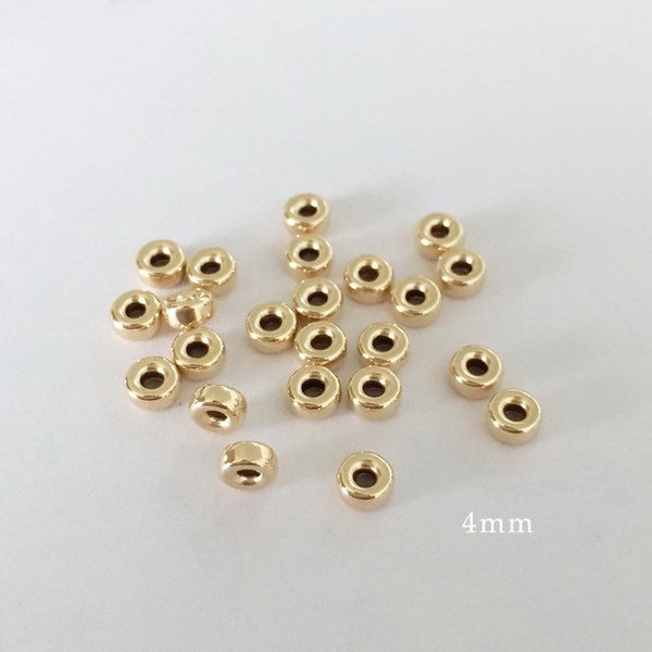 10 Pcs, 4mm Gold Filled Donut Beads, Rondelle Beads, 14K Gold Filled Roundel Beads, 50 Pcs, Made in USA