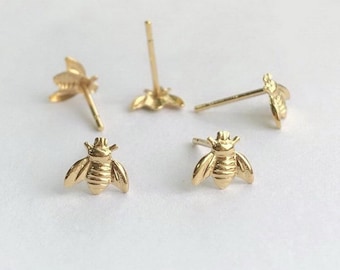 4pcs Cubic Pave Bee Earring Post, S925 Silver Pin Nickel Free