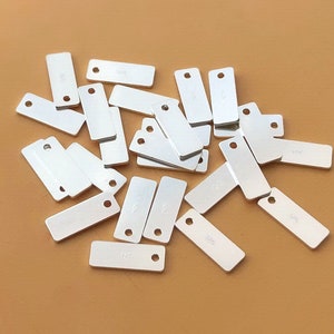 5 pezzi 3x8mm 24 Gauge 925 Sterling Silver Etichette rettangolari, Etichetta rettangolare di qualità, Fascino rettangolare, Timbrato con 925, Commercio all'ingrosso