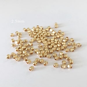 10 Pcs 2.5mm Gold Filled Faceted Beads, diamond Cut Beads, 14K Gold Filled Beads, Made in USA