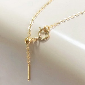 18 Inch 1.32mm 14K Gold Filled Flat Cable Chain Necklace, Dainty Adjustable Necklace with Silicone Bead, Finished Chain Necklace, Wholesale image 1